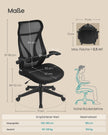 Office Stuhl mit Backer und Armlehnen Tinte -Black