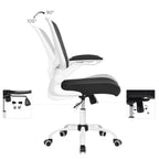 Office Stuhl - Computerstuhl - mit klappbaren Armlehnen - Verstellbare Rückenlehne - Schwarz Weiß