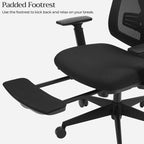 Office Stuhl - Gaming Chair mit Fußstütze und Kopfstütze - Schwarz