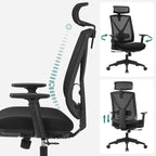 Office Stuhl - Gaming Chair mit Fußstütze und Kopfstütze - Schwarz