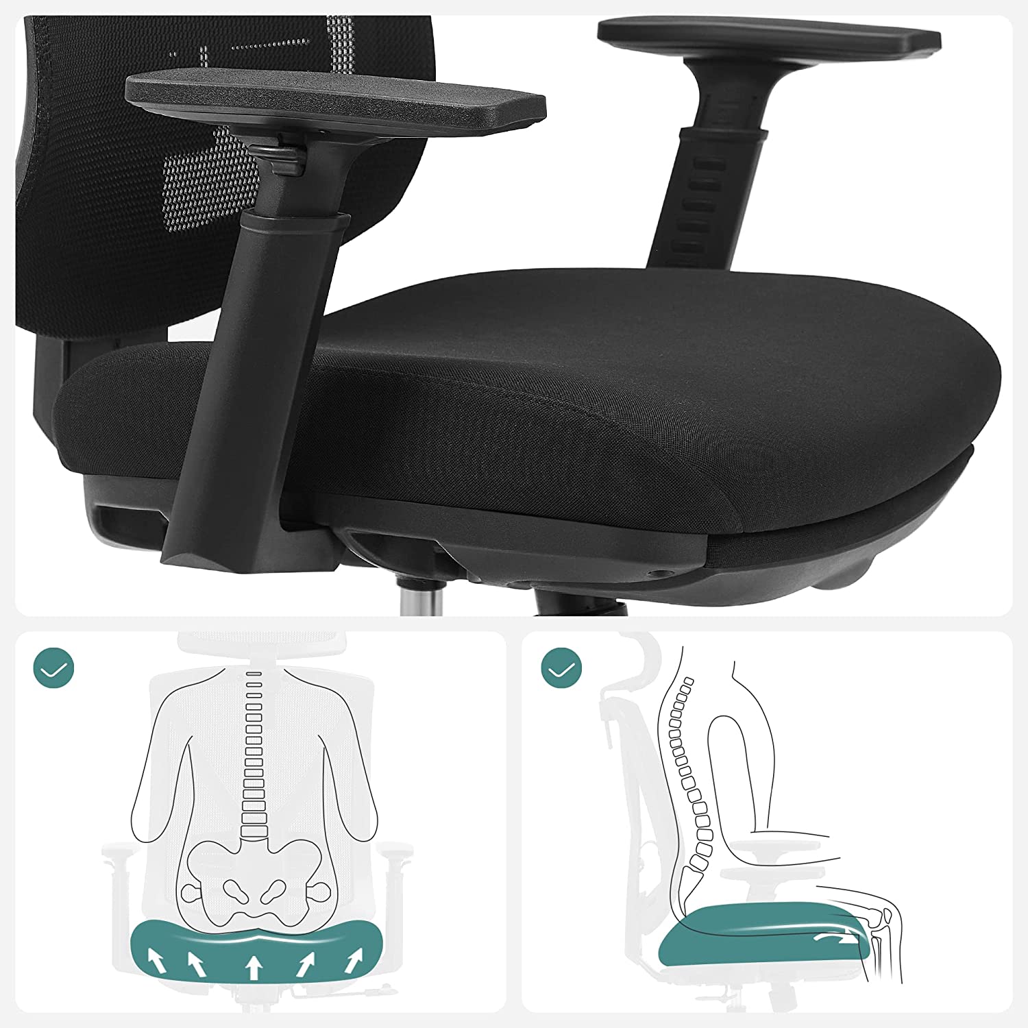 Office Stuhl - Gaming Chair mit Fußstütze und Kopfstütze - Schwarz