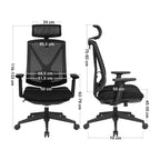 Office Stuhl - Gaming Chair mit Fußstütze und Kopfstütze - Schwarz