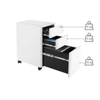 Ladeblok - Archivschrank - Büroschrank mit Rädern und Schloss - Weiß