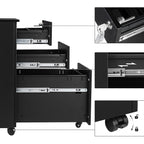 Ladeblok - Mobiler Container - mit Rädern und Schloss - 3 Schubladen - schwarz