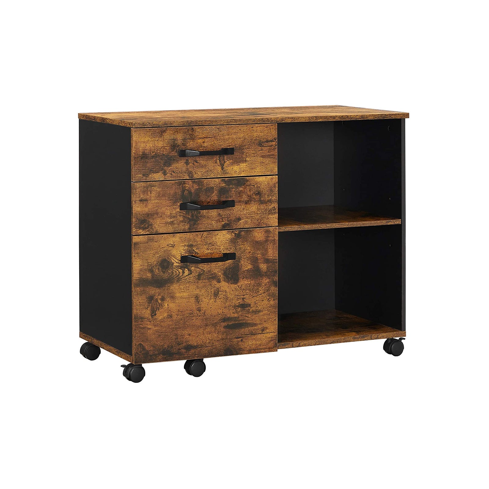 Archivschrank - Bücherregal - Lagerschrank auf Rädern - Vintage Brown