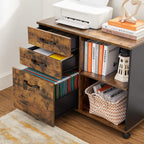 Archivschrank - Bücherregal - Lagerschrank auf Rädern - Vintage Brown