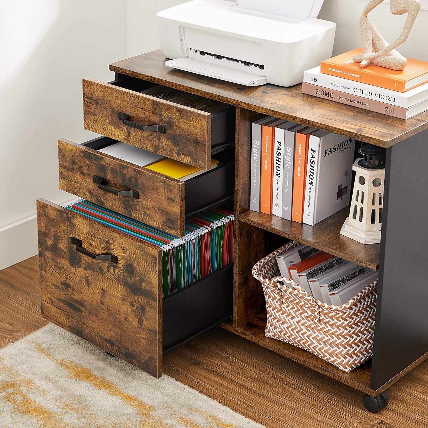 Archivschrank - Bücherregal - Lagerschrank auf Rädern - Vintage Brown