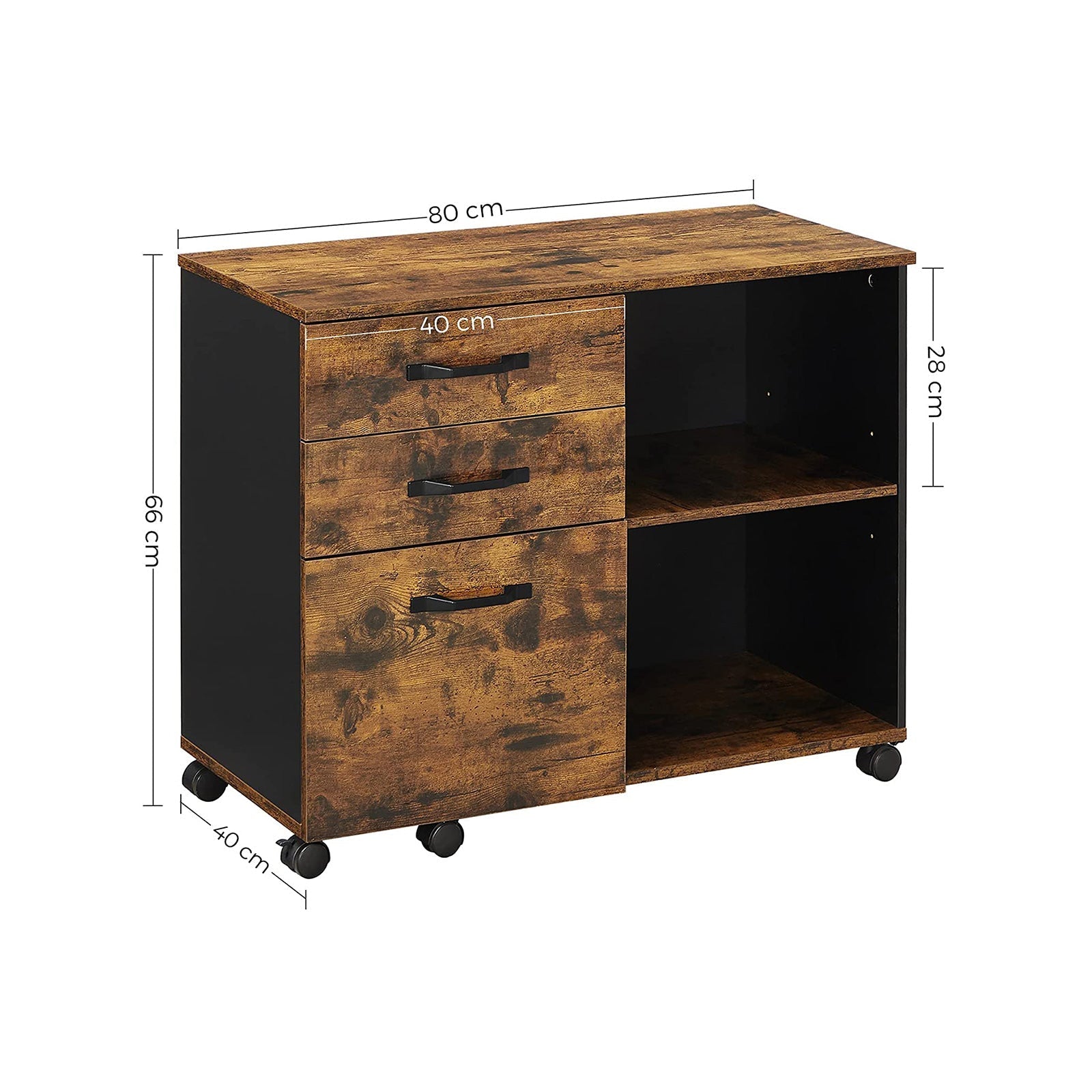 Archivschrank - Bücherregal - Lagerschrank auf Rädern - Vintage Brown