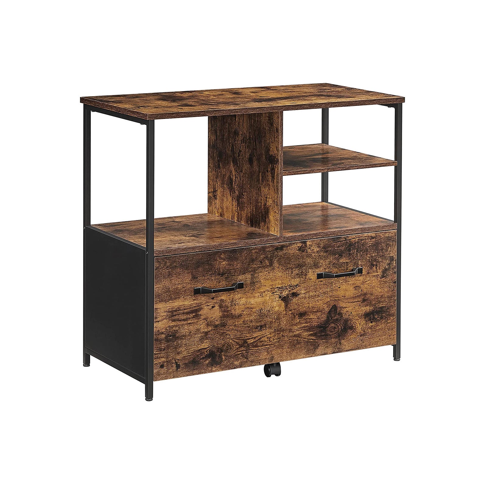 Archivkabinett-Industrial-Vintage Brown-Zwart