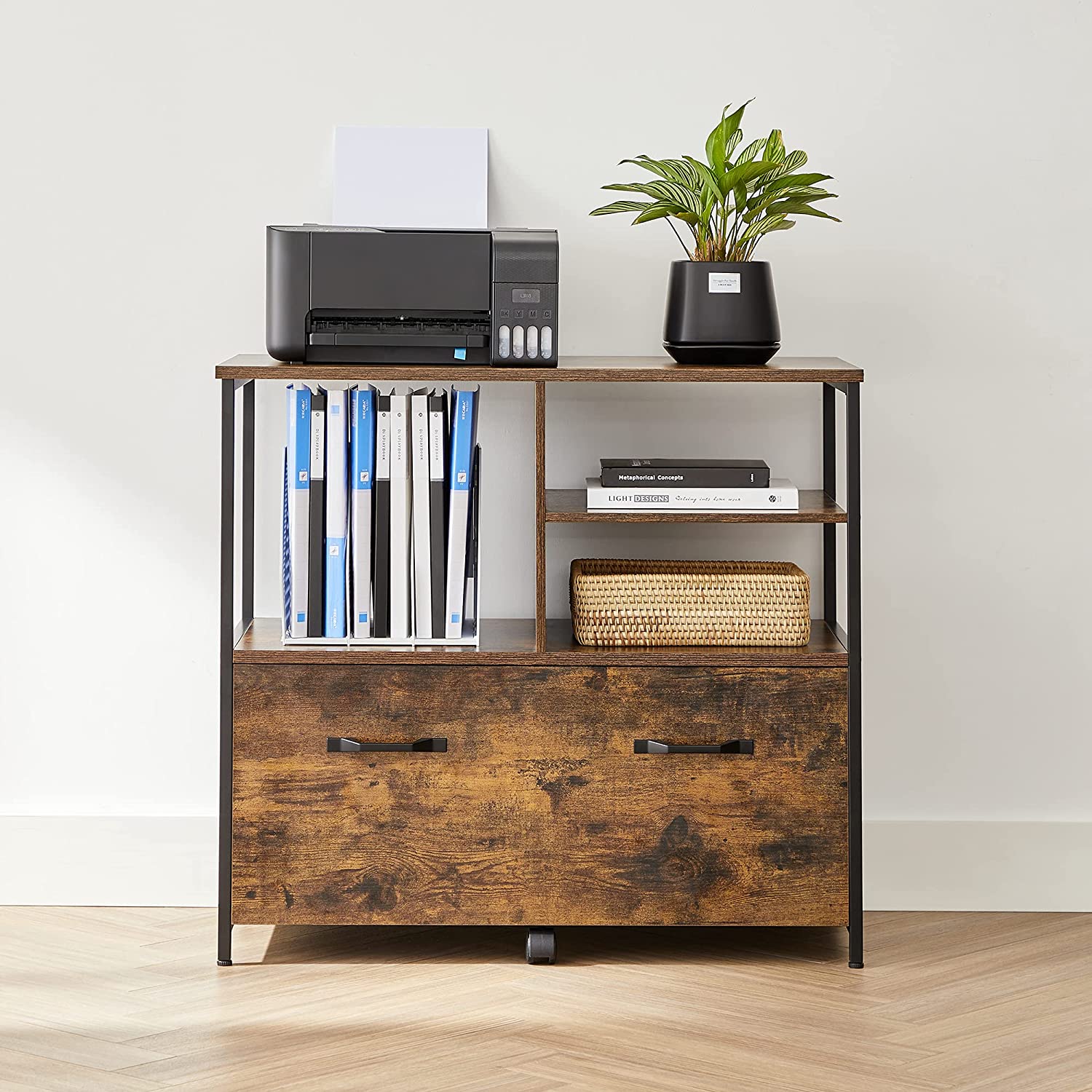 Archivkabinett-Industrial-Vintage Brown-Zwart