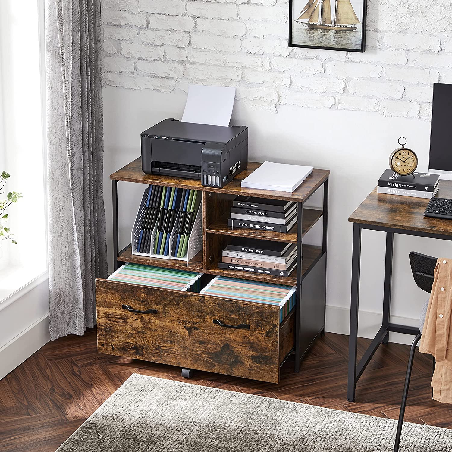 Archivkabinett-Industrial-Vintage Brown-Zwart
