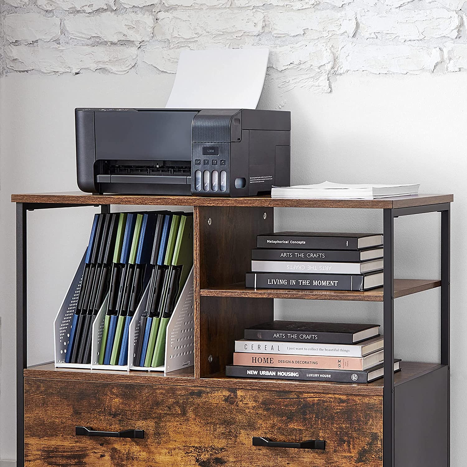 Archivkabinett-Industrial-Vintage Brown-Zwart