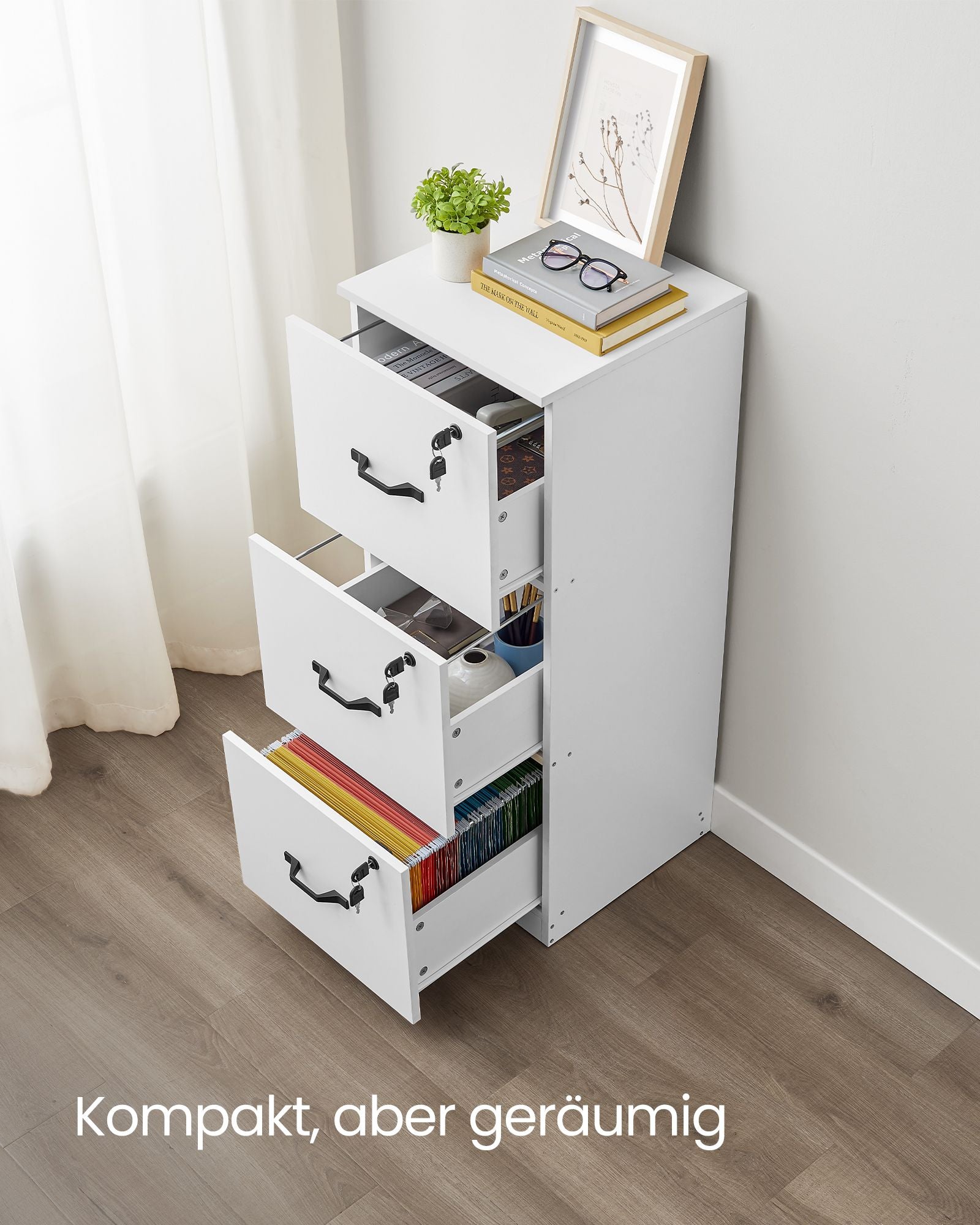 Archivschrank - mit 3 abschließbaren Schubladen - Wolkwit
