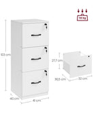 Archivschrank - mit 3 abschließbaren Schubladen - Wolkwit