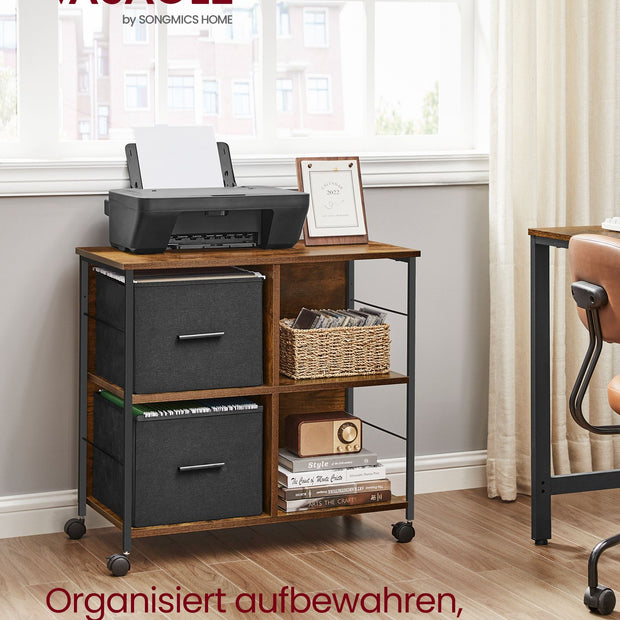 Büroschrank-2 Stoffschubladen-Buchstaben Format-Vintage Brown-Inktwek