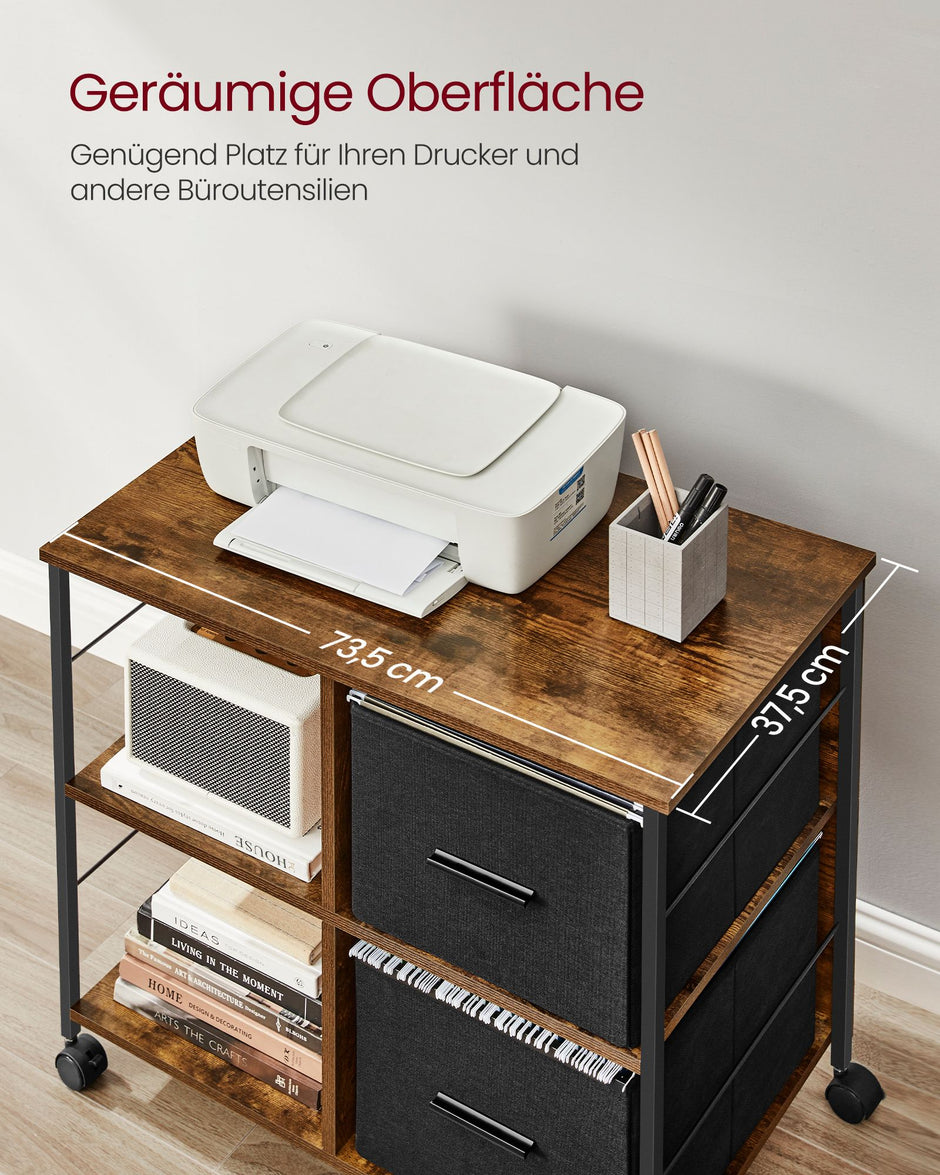 Büroschrank-2 Stoffschubladen-Buchstaben Format-Vintage Brown-Inktwek