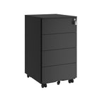 Rollbehälter - 4 Schubladen - auf Rädern - Tinte -Black