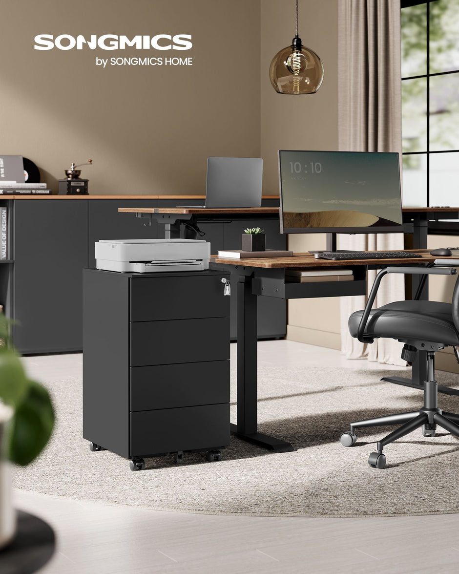 Rollbehälter - 4 Schubladen - auf Rädern - Tinte -Black