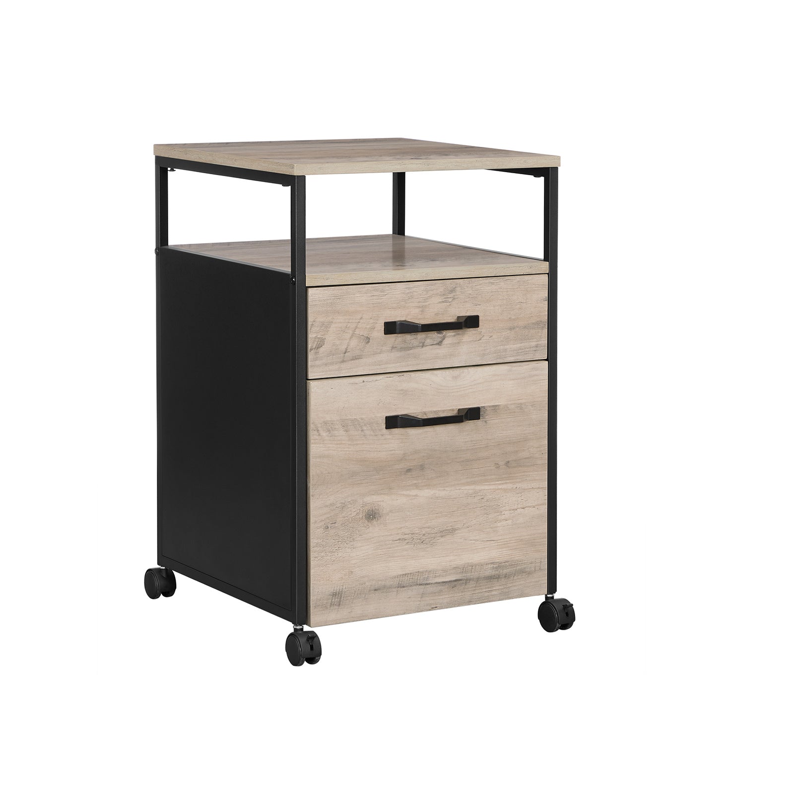 Ladeblok - Bürobox mit 2 Schubladen - auf Rädern - braun/schwarz