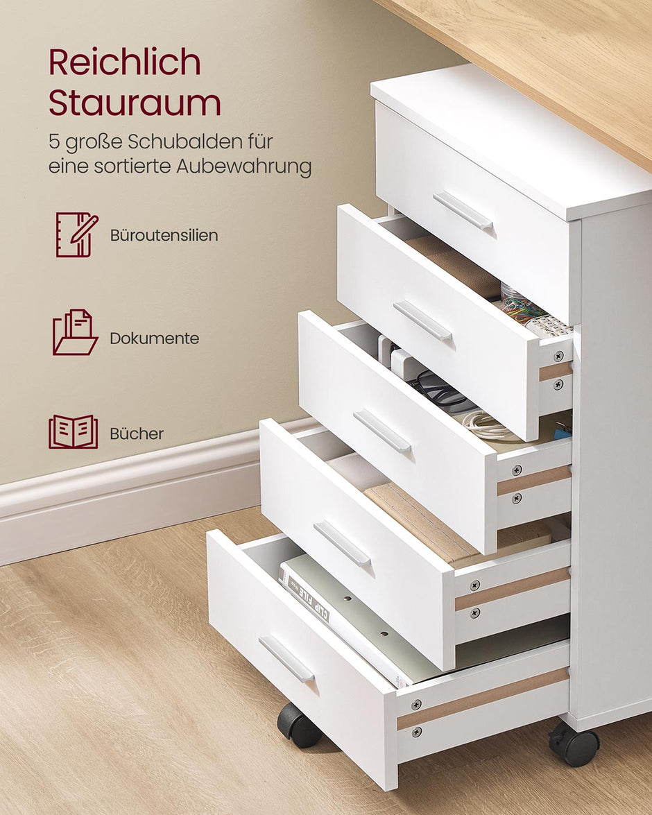 Mobiler Rollbehälter mit fünf Schubladen