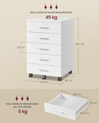 Mobiler Rollbehälter mit fünf Schubladen