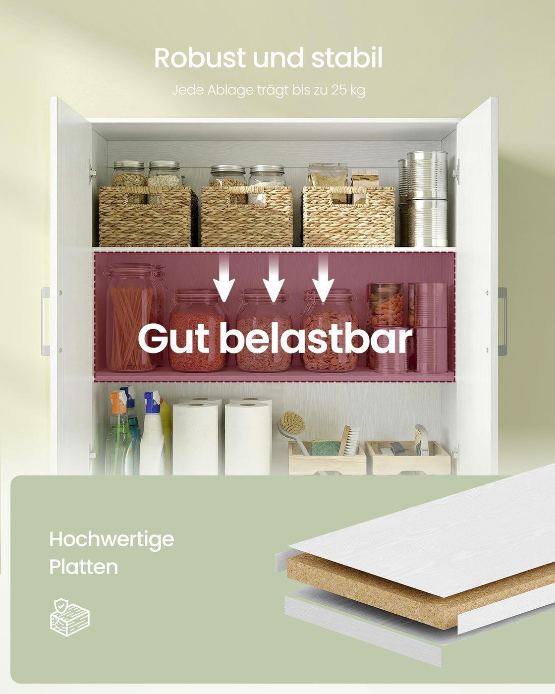 Kast - 80 x 40 x 180 cm - Sneeuwwit - Spaanplaat - Max. belasting per plank 25 kg