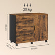 Rolcontainer - 5 Lades - Met Deur - Printerstandaard - Bruin