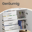 Rolcontainer - 5 Lades - Met Deur - Printerstandaard - Wit