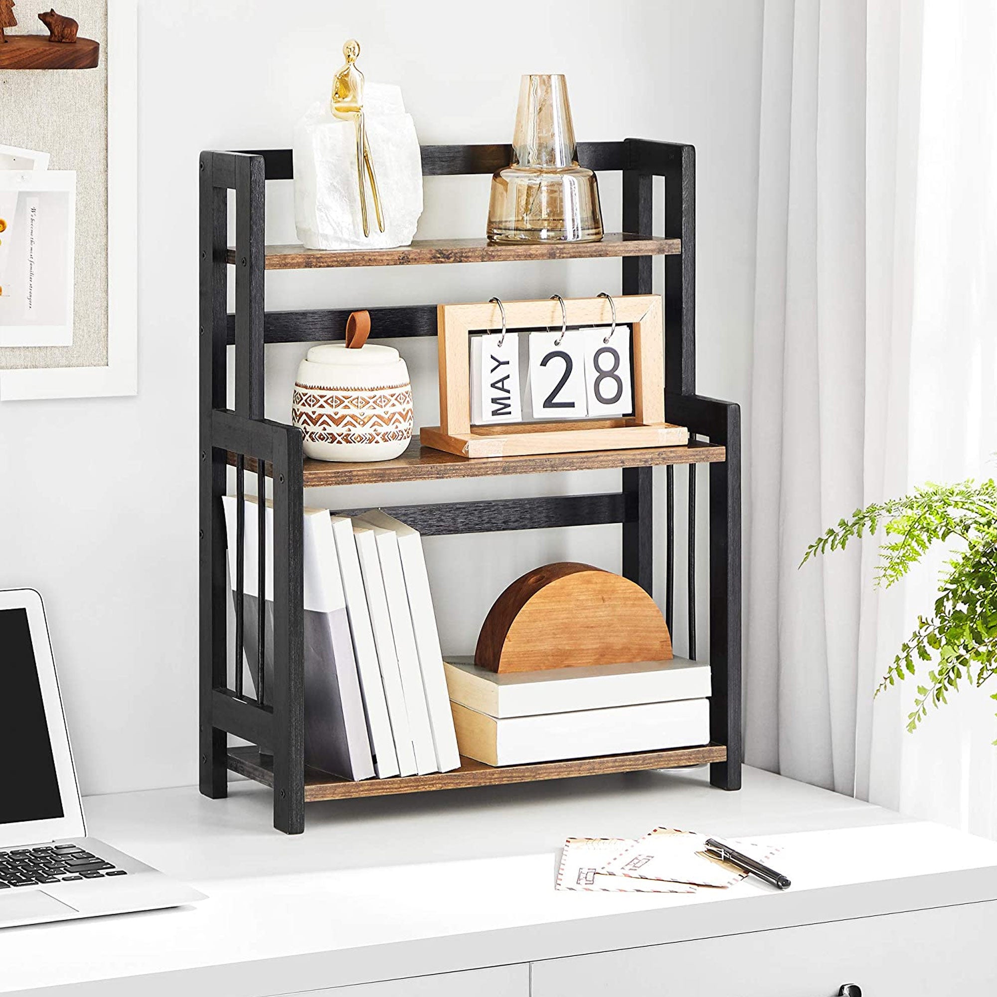 Kräuterregal mit 3 Levels - Küchenständer - Lagerregal - Brown / Schwarz