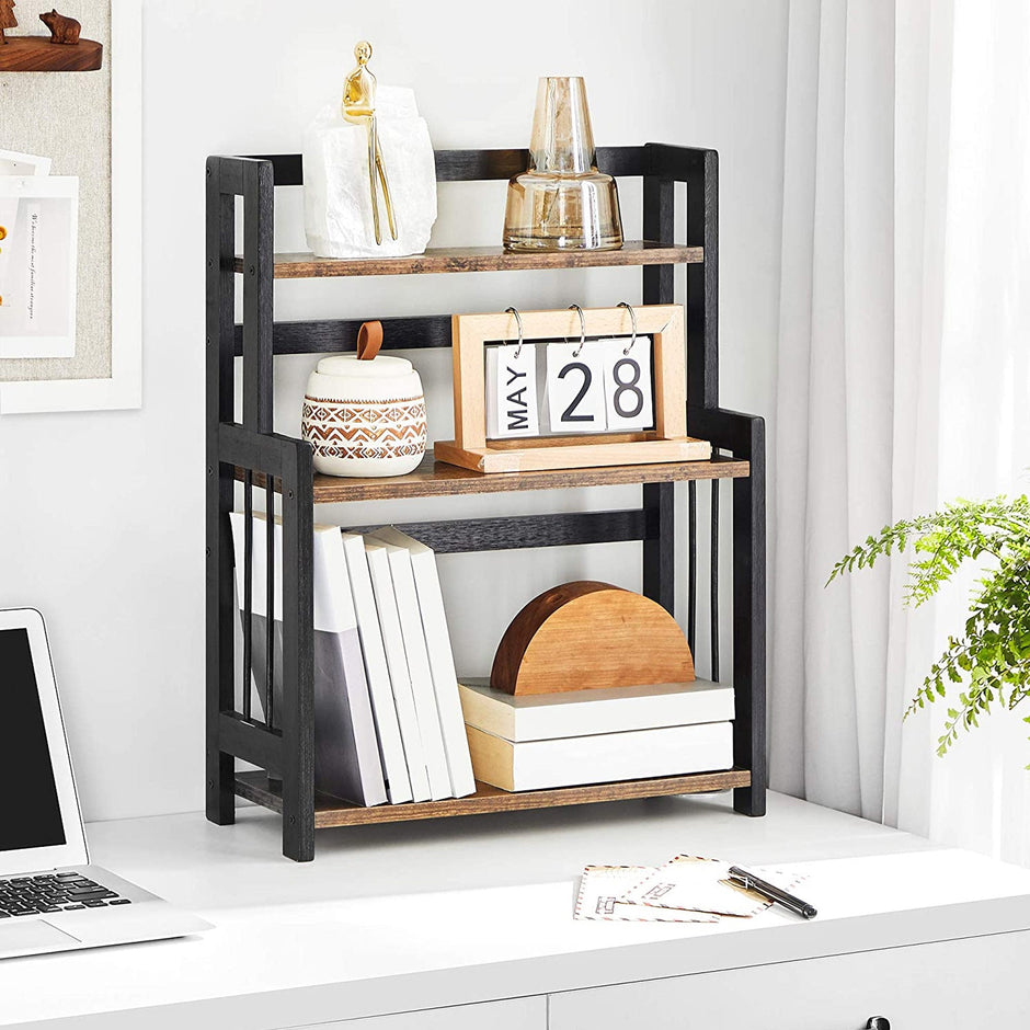 Kräuterregal mit 3 Levels - Küchenständer - Lagerregal - Brown / Schwarz