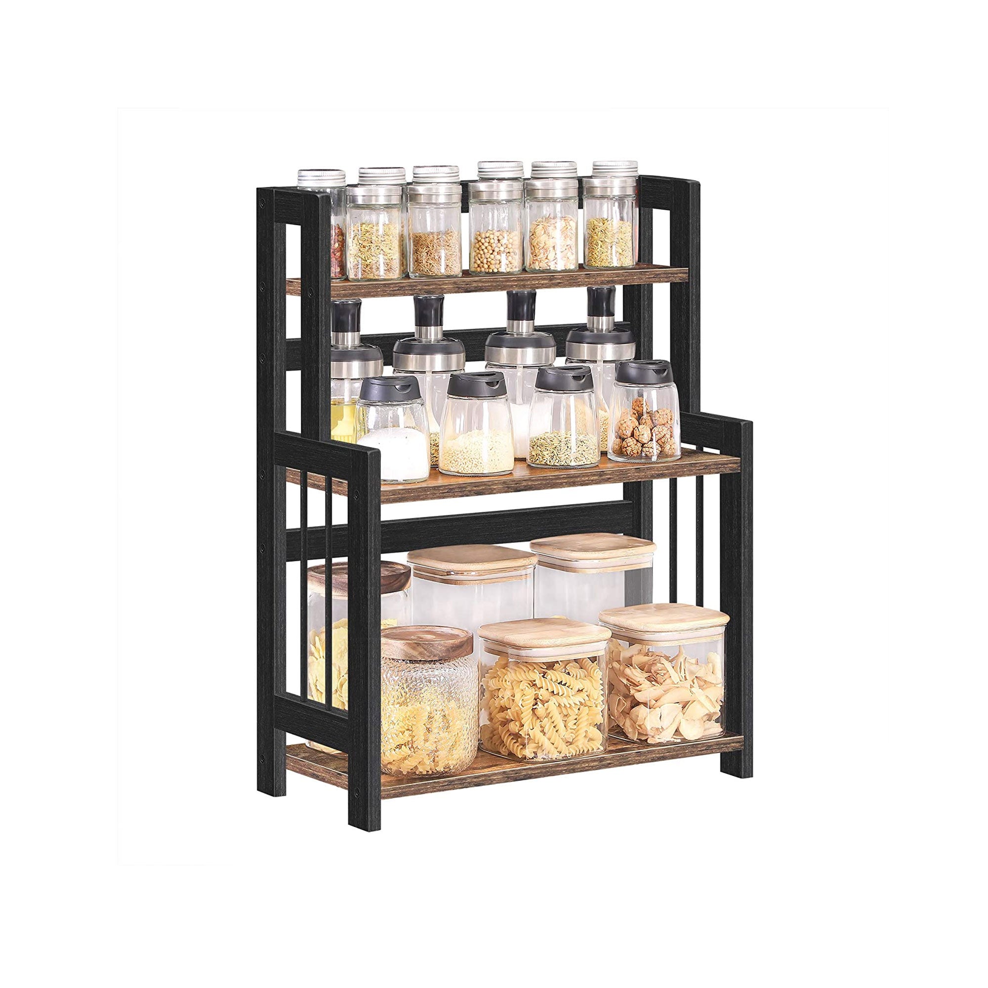 Kräuterregal mit 3 Levels - Küchenständer - Lagerregal - Brown / Schwarz
