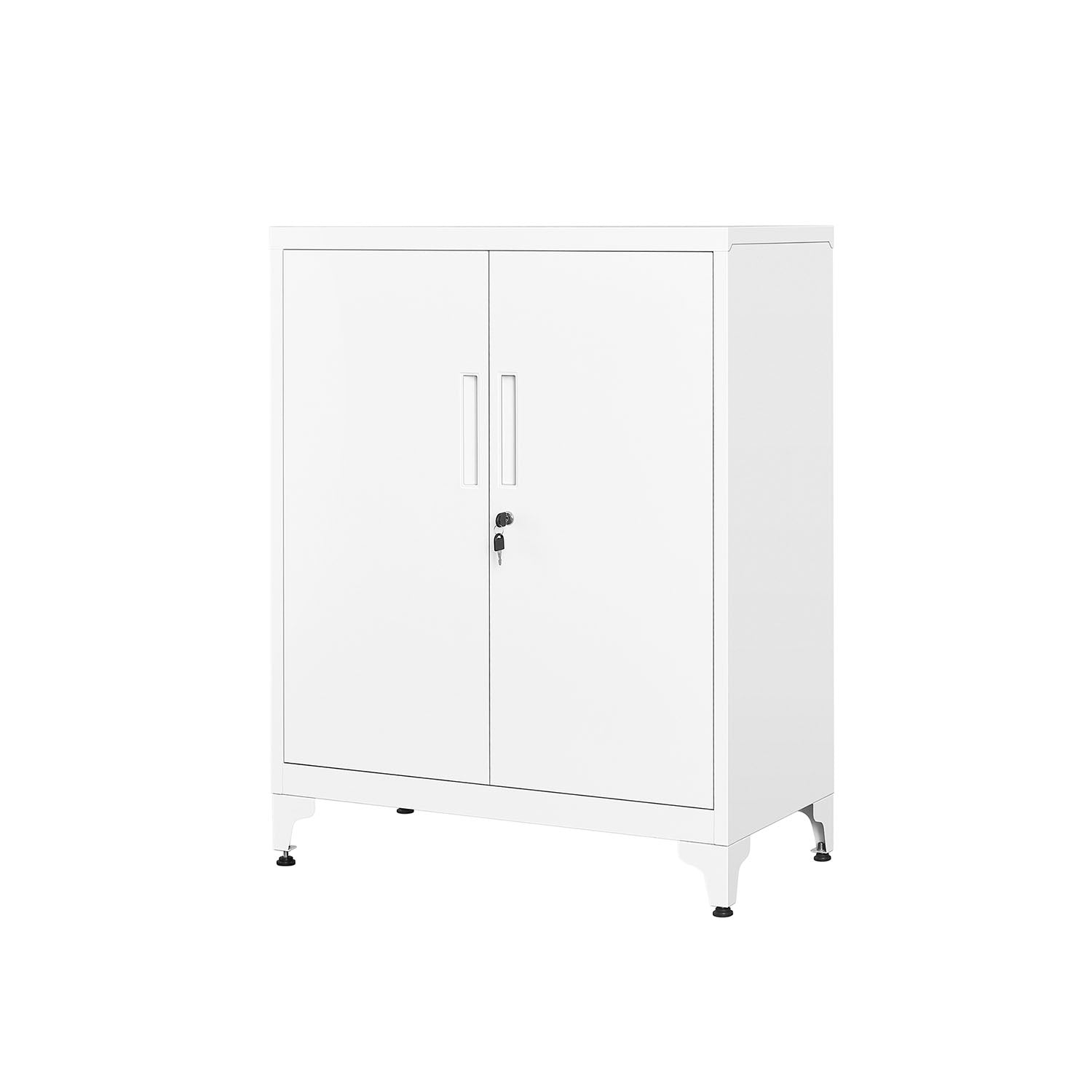 Abschließbares Archivschrank mit 2 Türen - 40 × 80 × 90 cm - Matt Weiß
