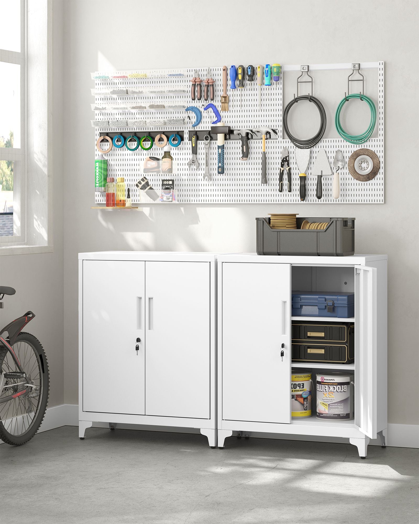 Abschließbares Archivschrank mit 2 Türen - 40 × 80 × 90 cm - Matt Weiß
