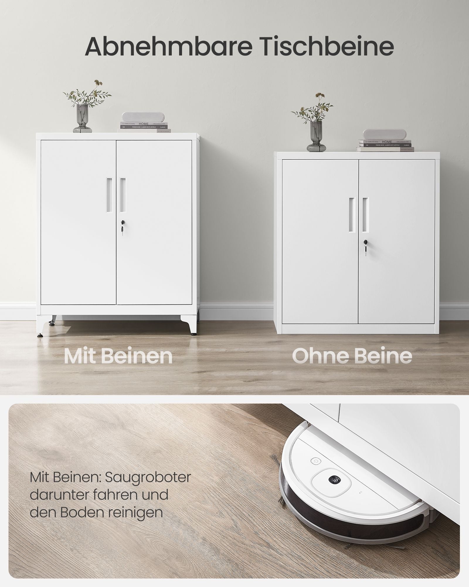 Abschließbares Archivschrank mit 2 Türen - 40 × 80 × 90 cm - Matt Weiß