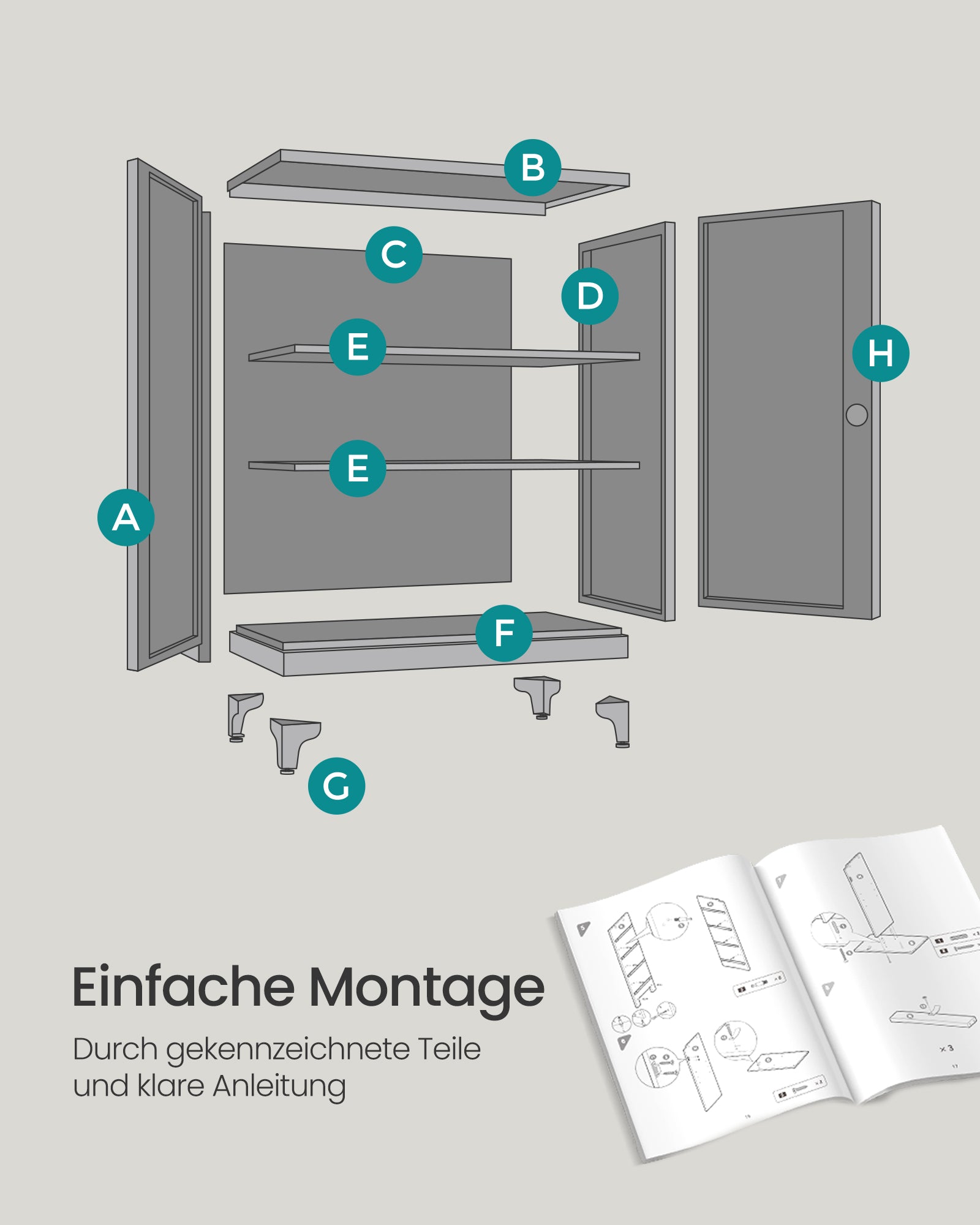 Abschließbares Archivschrank mit 2 Türen - 40 × 80 × 90 cm - Matt Weiß