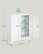 Abschließbares Archivschrank mit 2 Türen - 40 × 80 × 90 cm - Matt Weiß