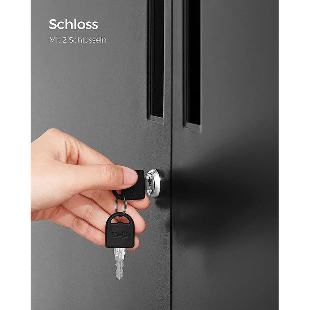 Archivschrank - Werkzeugschrank - van staal - mit 2 Türen - mit Schloss - Schwarz