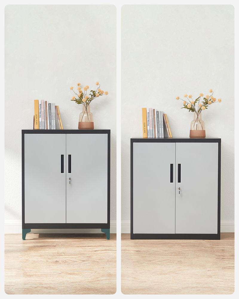Archivschrank - Werkzeugschrank - van staal - mit 2 Türen - mit Schloss - Silber