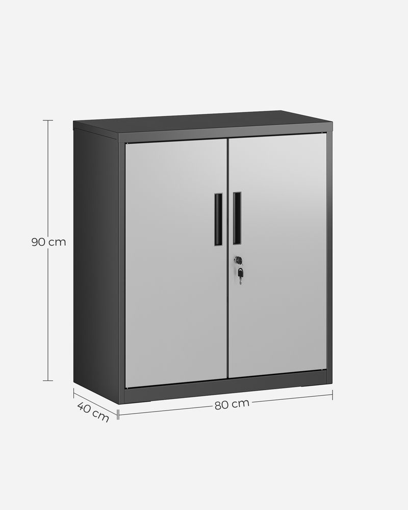 Archivschrank - Werkzeugschrank - van staal - mit 2 Türen - mit Schloss - Silber