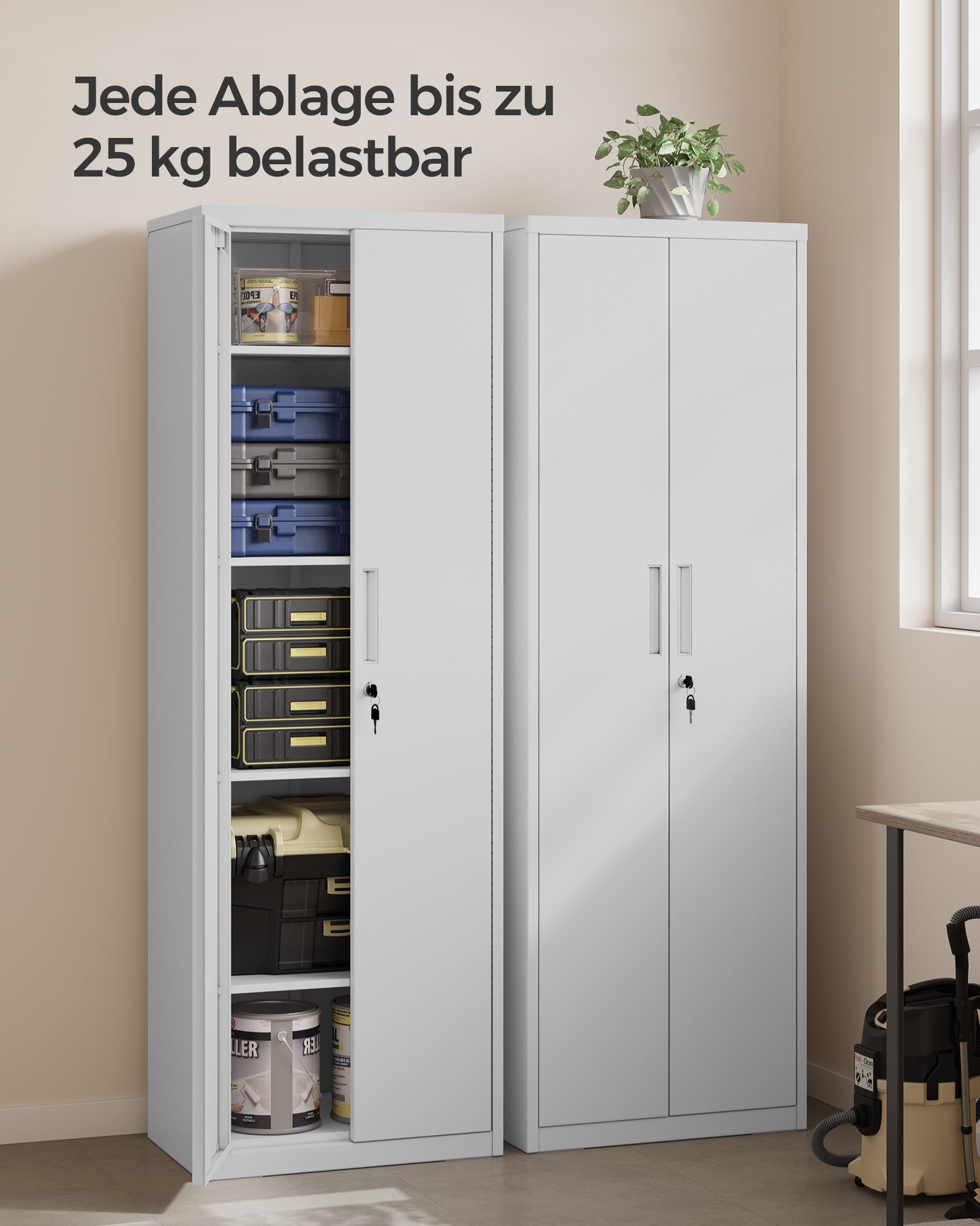Archivschrank mit doppelten Türen und 5 Levels