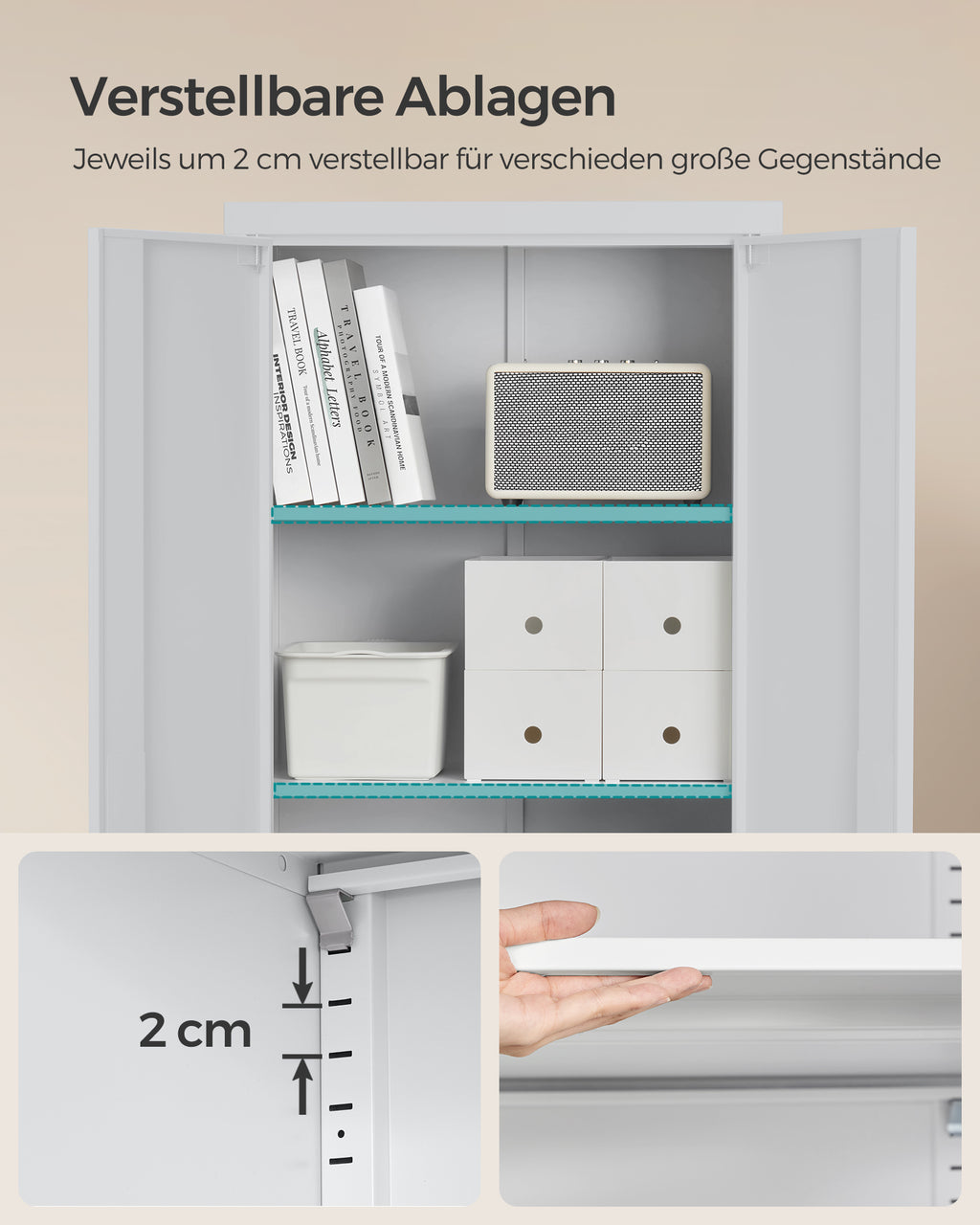 Archivschrank mit doppelten Türen und 5 Levels
