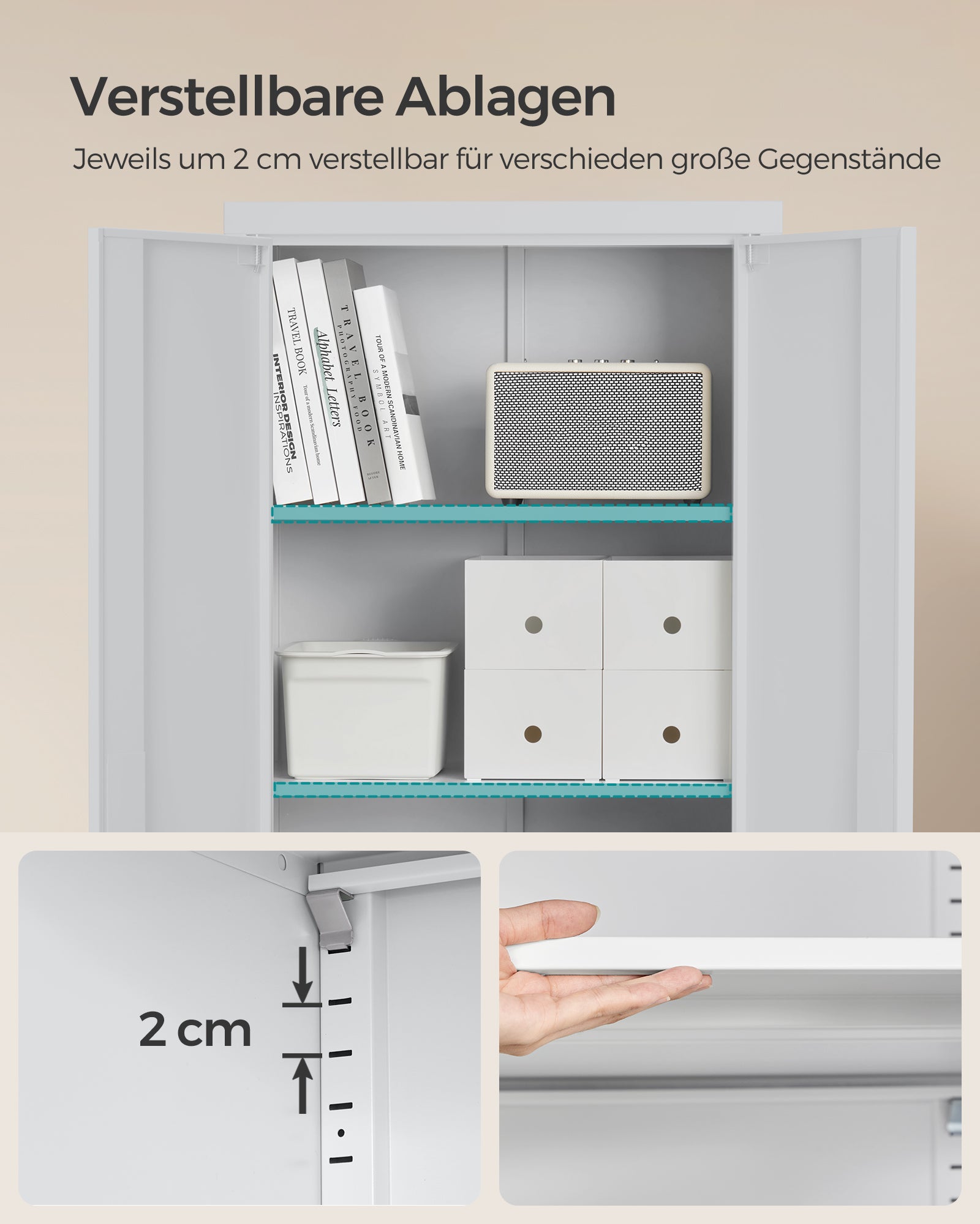 Archivschrank mit doppelten Türen und 5 Levels