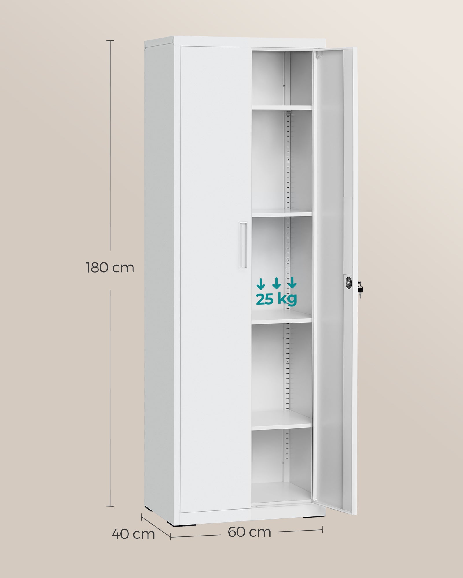 Archivschrank mit doppelten Türen und 5 Levels