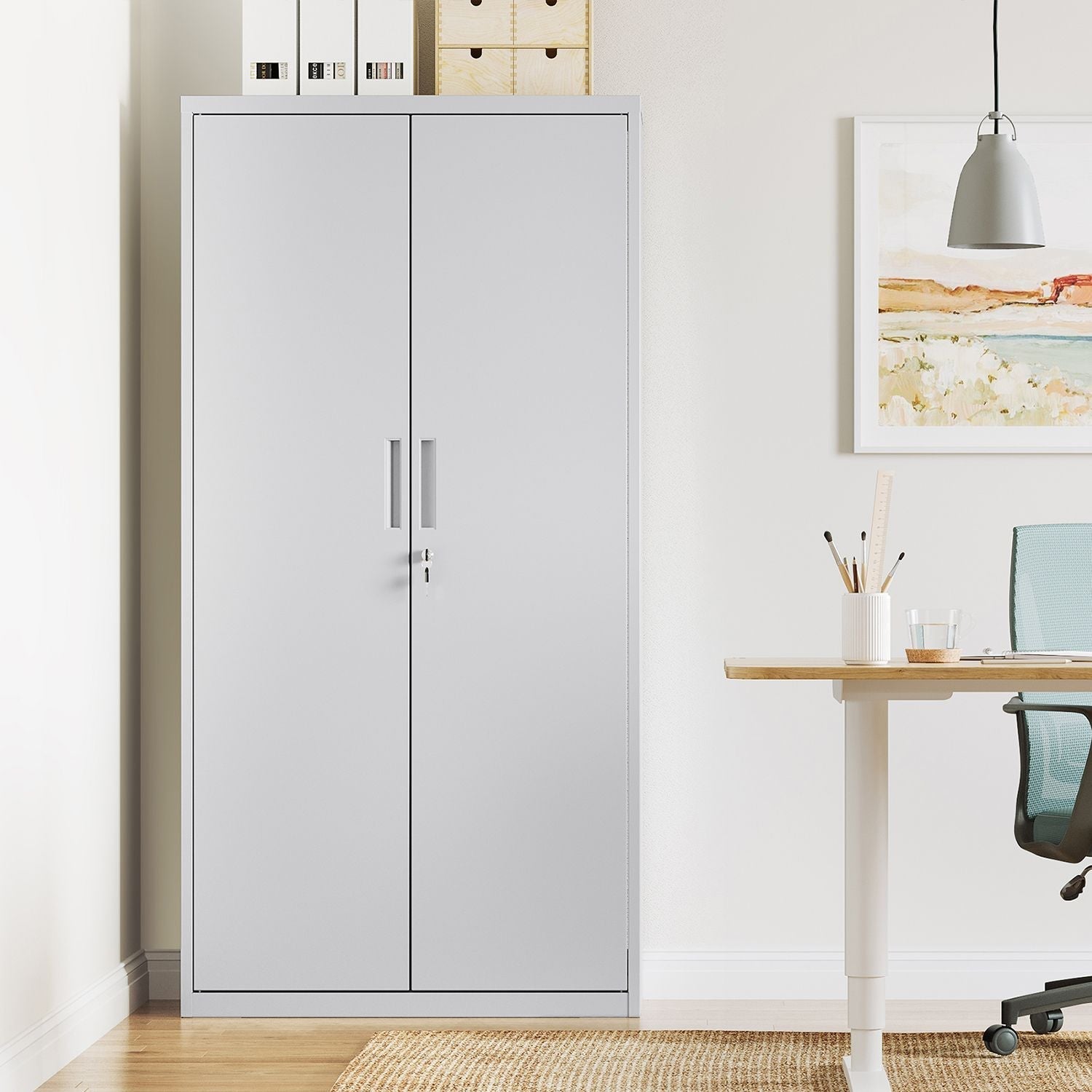 Archivschrank - Büroschrank - mit 2 Türen - Grau