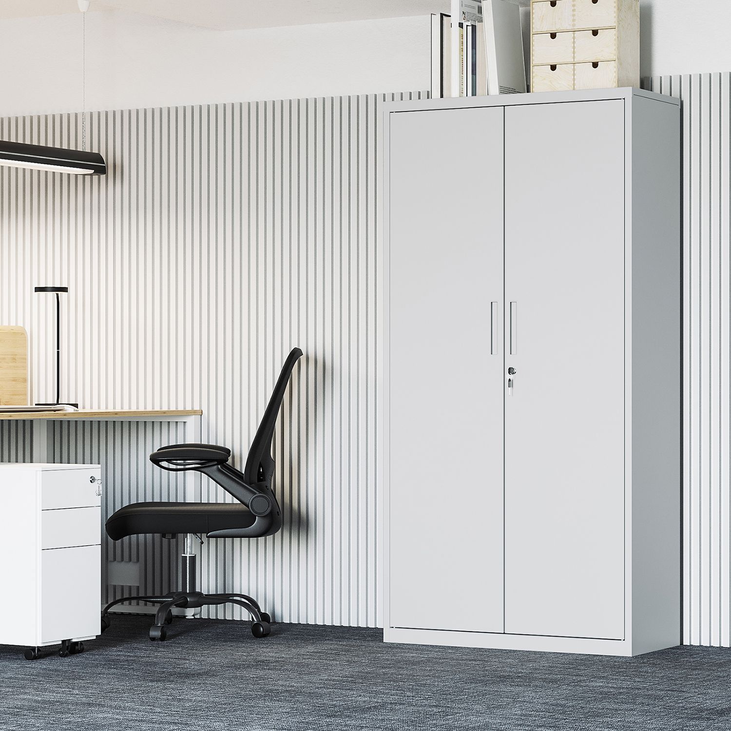 Archivschrank - Büroschrank - mit 2 Türen - Grau