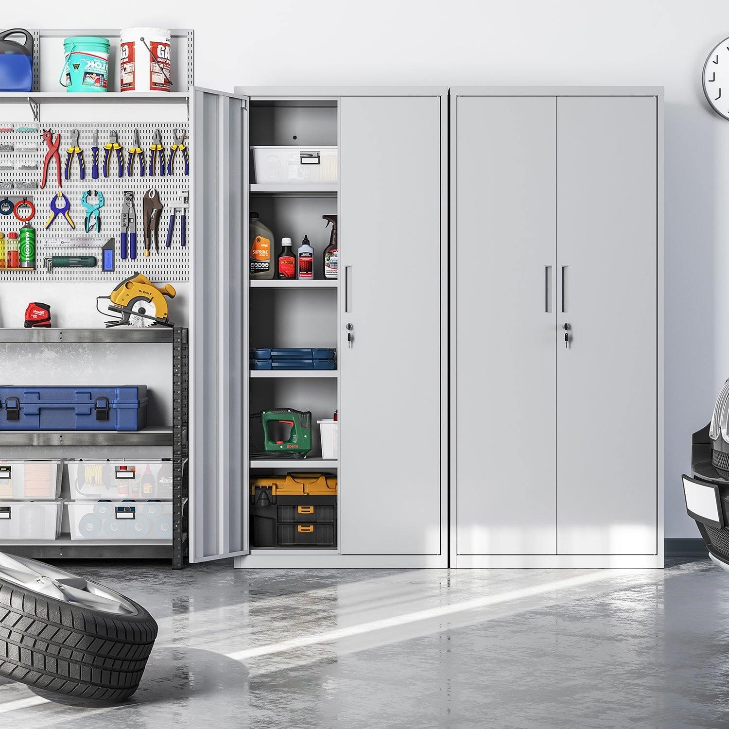 Archivschrank - Büroschrank - mit 2 Türen - Grau