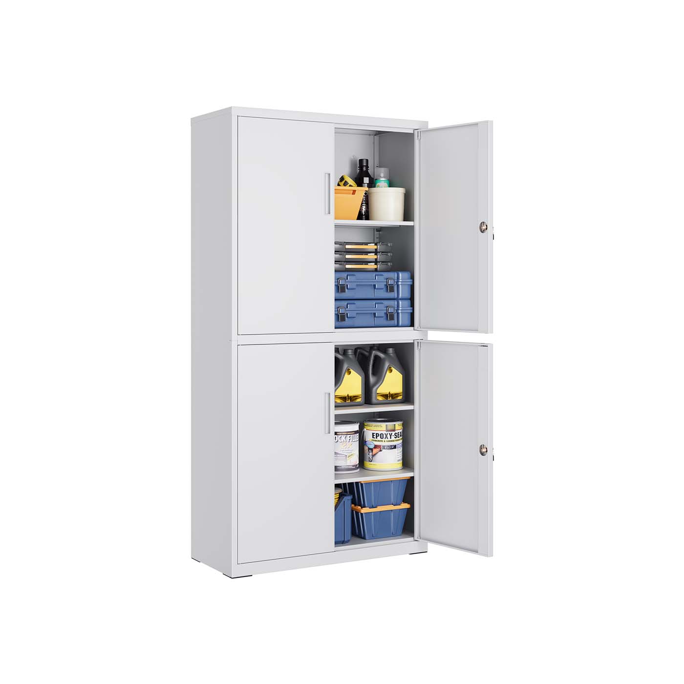 Archivschrank mit 4 Türen und 5 Level 40 x 80 x 180 cm Matte Grau
