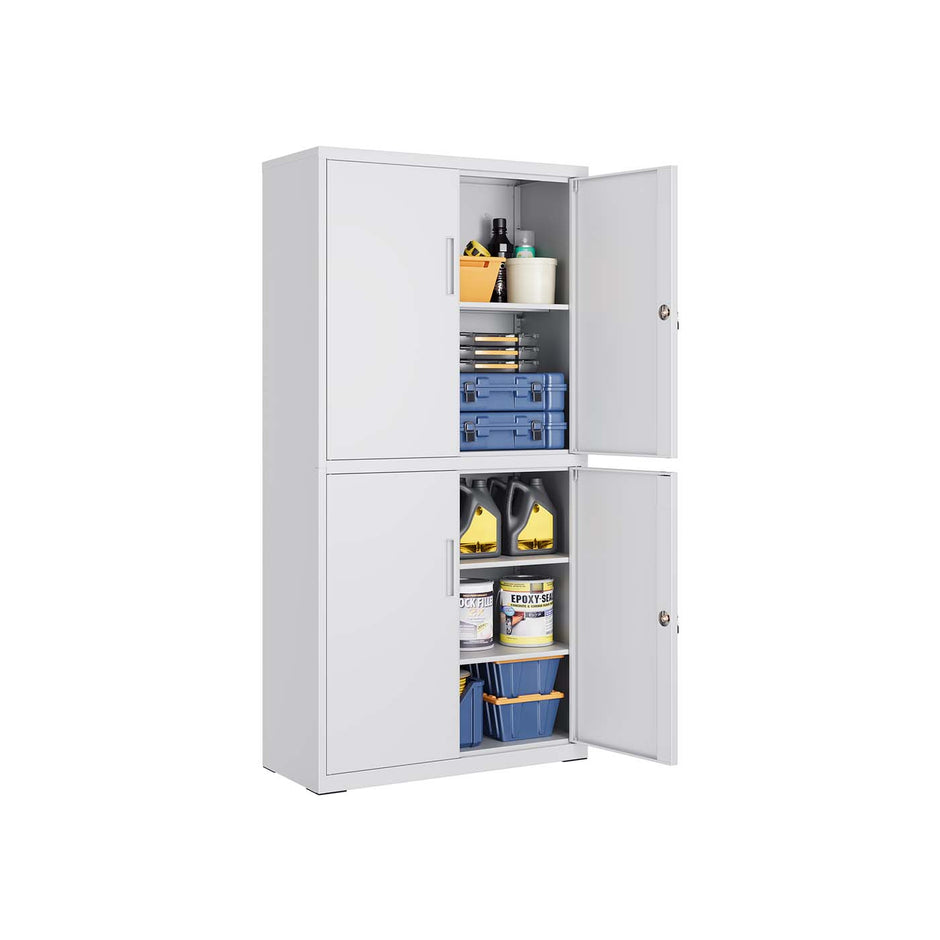 Archivschrank mit 4 Türen und 5 Level 40 x 80 x 180 cm Matte Grau