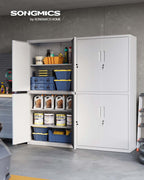 Archivschrank mit 4 Türen und 5 Level 40 x 80 x 180 cm Matte Grau