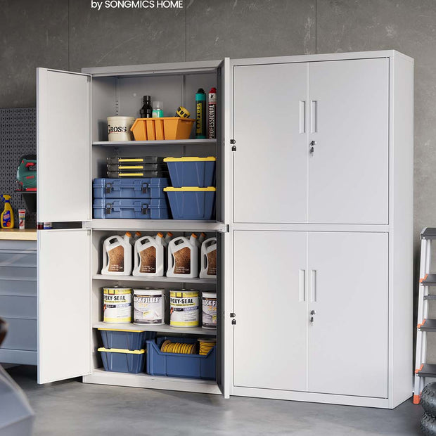 Archivschrank mit 4 Türen und 5 Level 40 x 80 x 180 cm Matte Grau